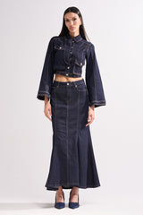 SHES GONE, DANCE ON DENIM MAXI SKIRT
