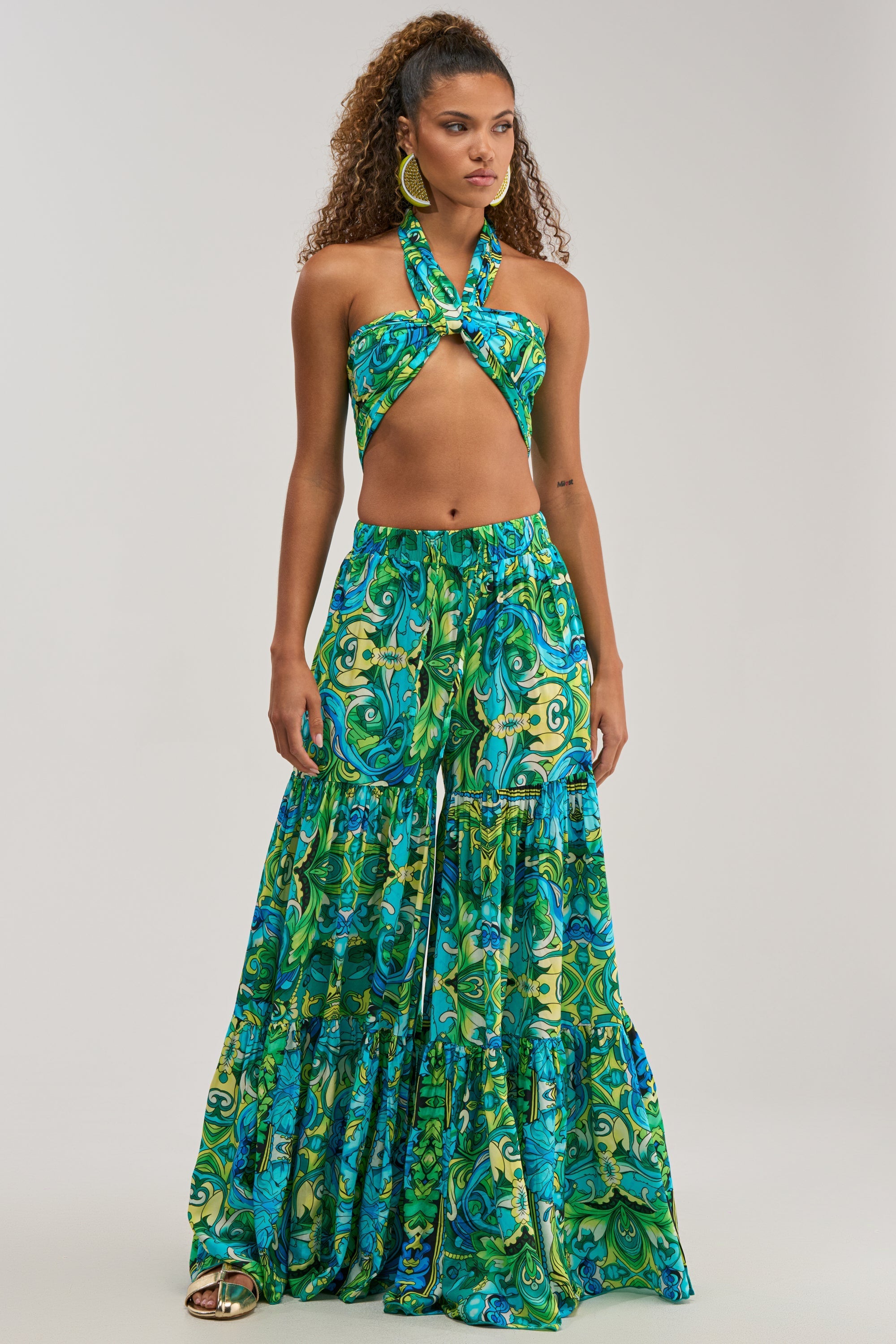 INTO THE GARDEN BRALETTE IN GREEN MULTI