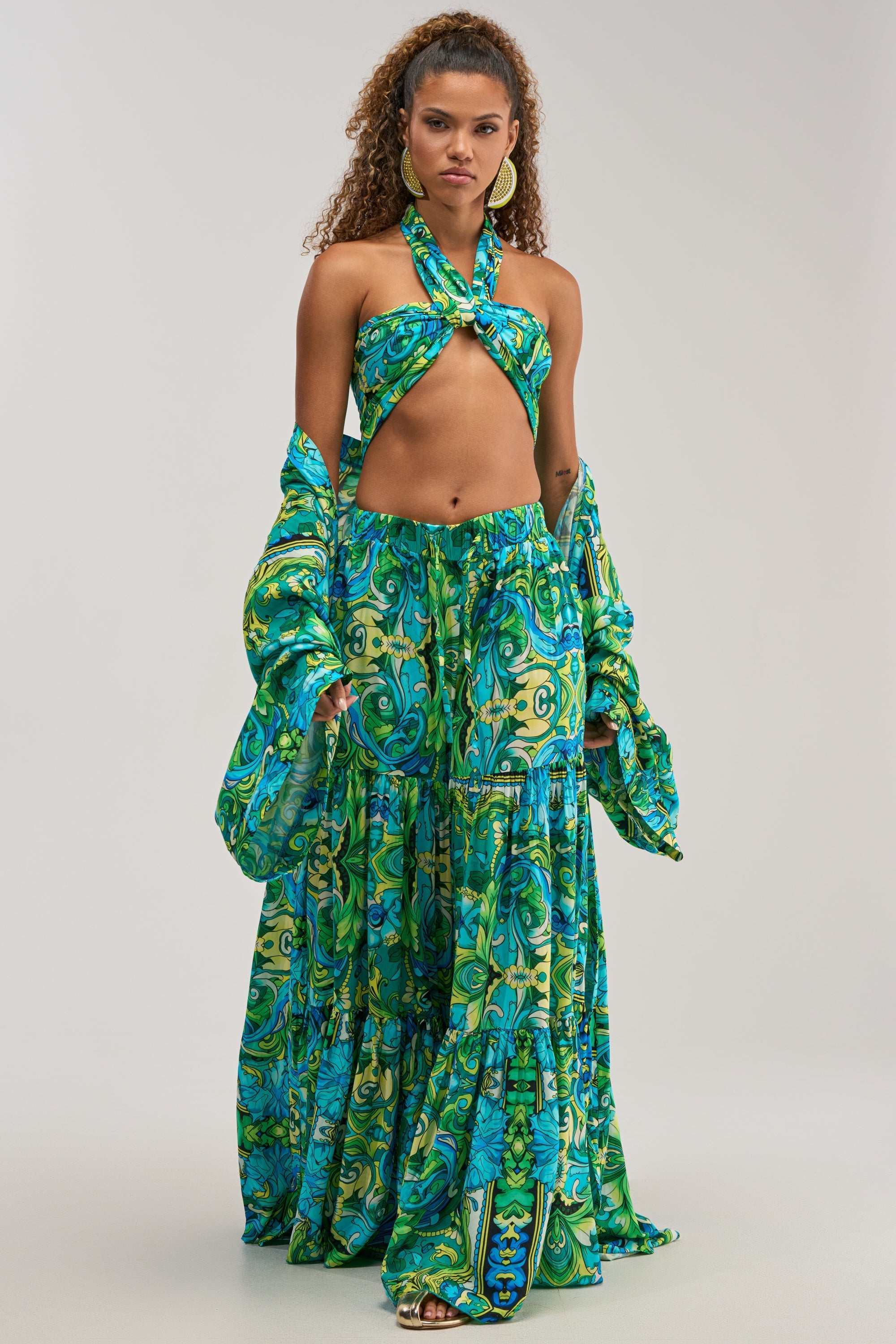 INTO THE GARDEN BRALETTE IN GREEN MULTI