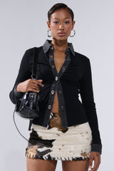 SHANNON KNIT BUTTON DOWN