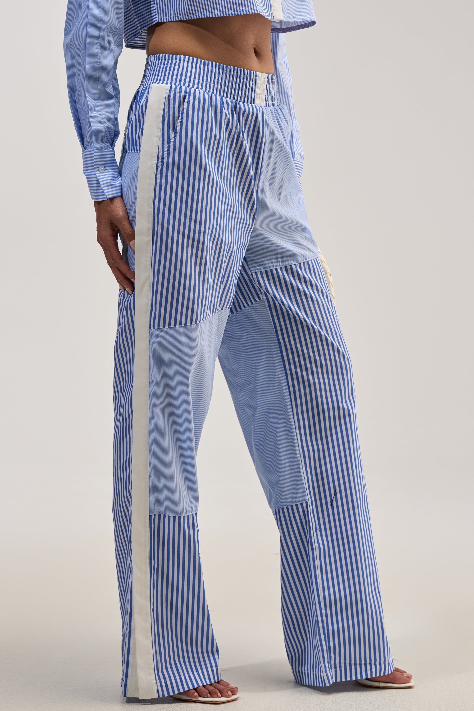 REESE MIXED STRIPE POPLIN WIDE LEG PANT