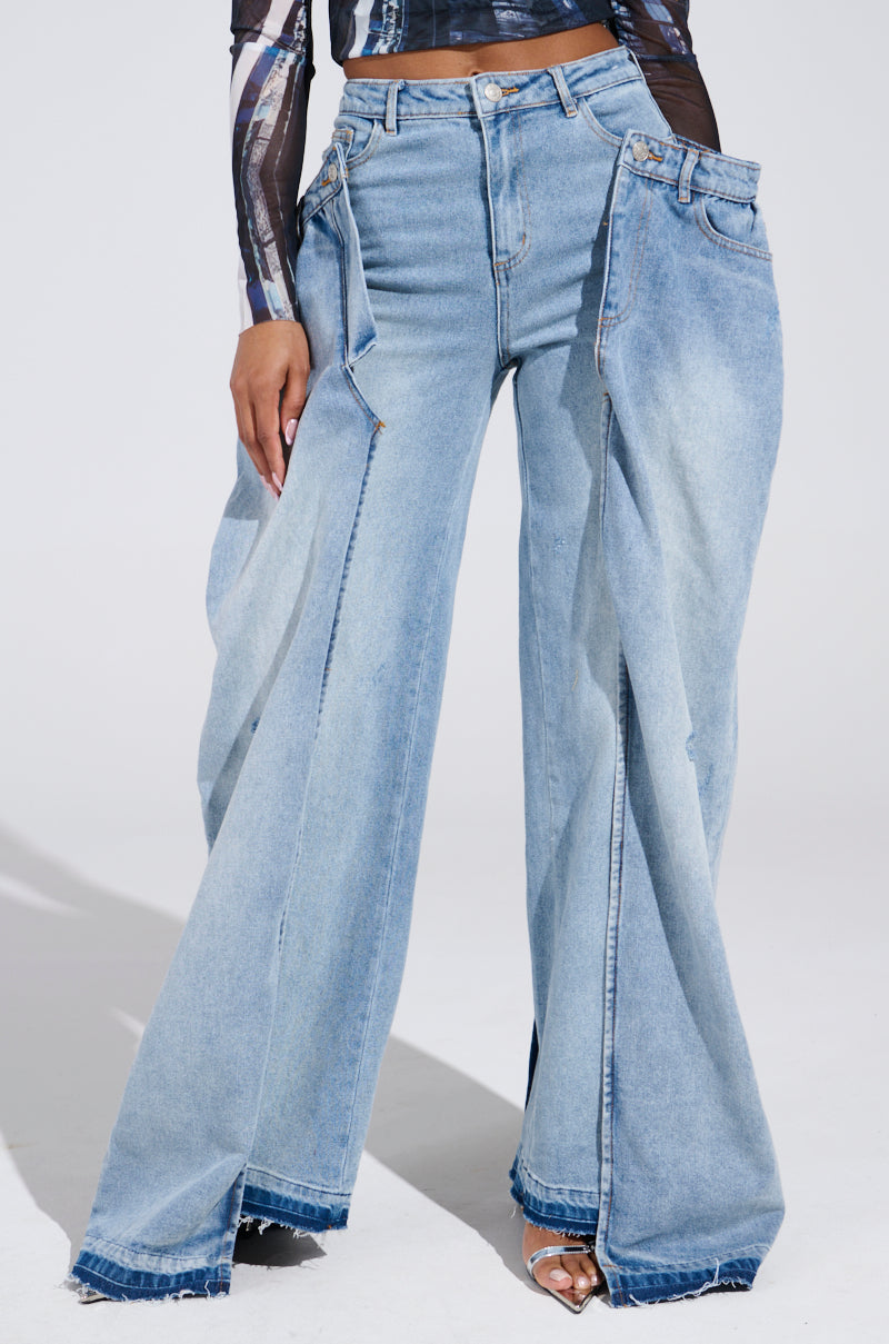 SEEING DOUBLE DECONSTRUCTED DENIM JEANS