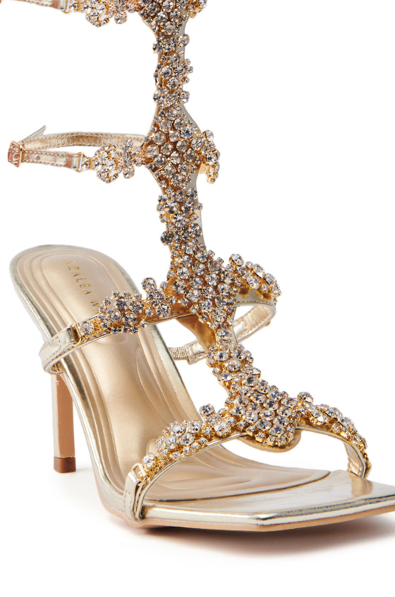 AZALEA WANG JONQUIL GOLD EMBELLISHED GLADIATOR SANDAL