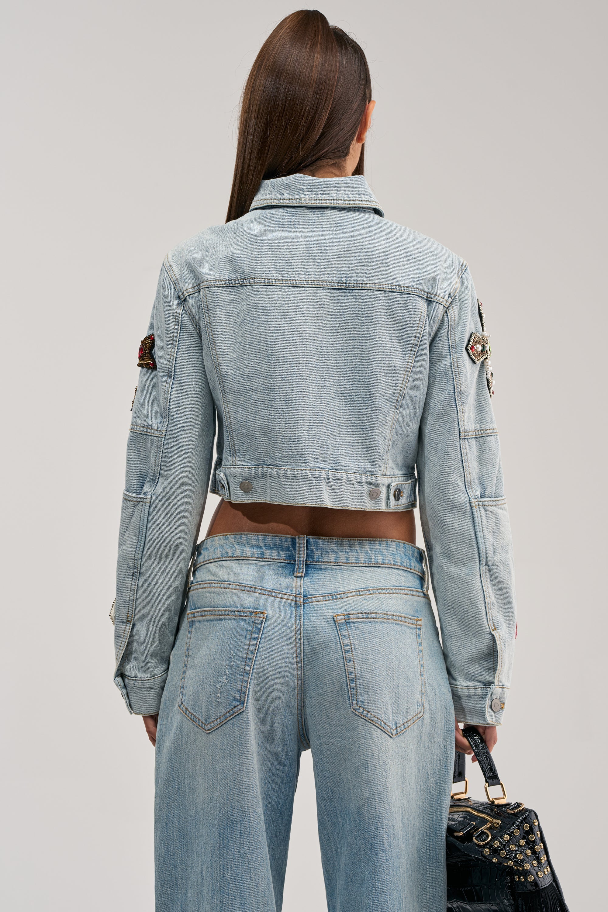 GIVE AND TAKE EMBELLISHED DENIM JACKET