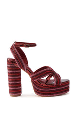 AZALEA WANG KINSLEE BURGUNDY MULTI CHUNKY SANDAL