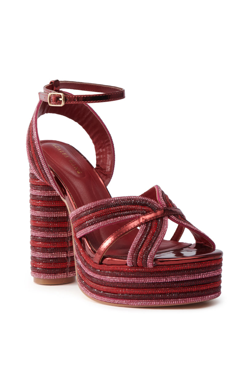 AZALEA WANG KINSLEE BURGUNDY MULTI CHUNKY SANDAL