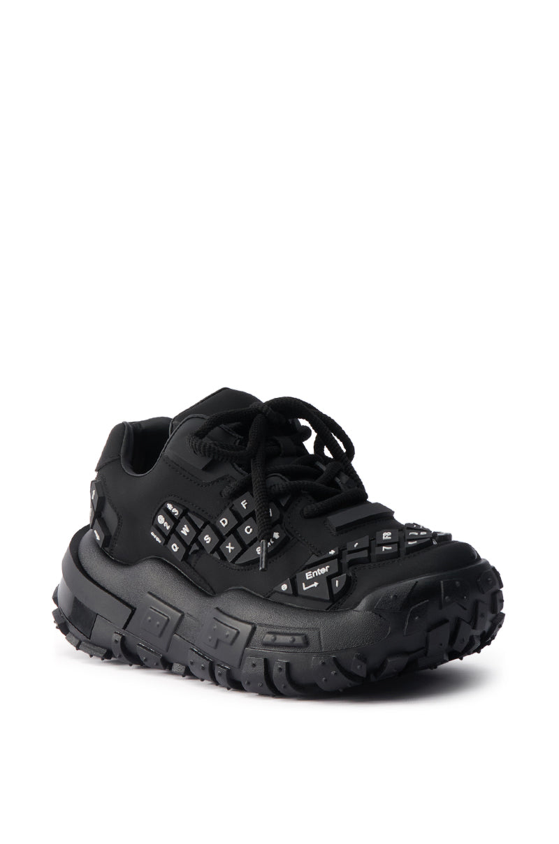 AZALEA WANG MAGNES BLACK KEYBOARD DETAIL SNEAKER