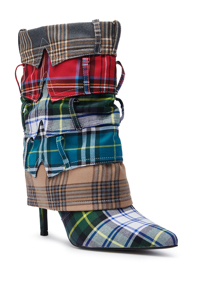 AZALEA WANG MOORE GREEN MULTI SHIRT DETAIL BOOTIE