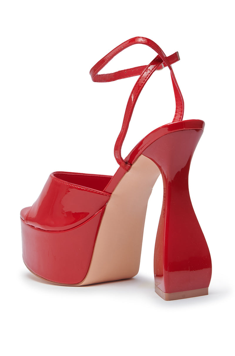 AZALEA WANG NEWTON RED CHUNKY PLATFORM SANDAL