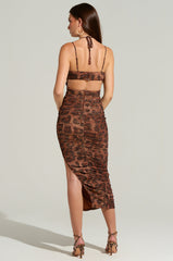ISLA LEOPARD PRINT MIDI DRESS