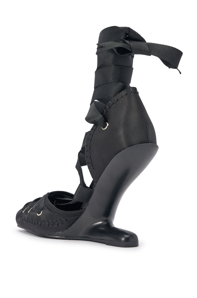 AZALEA WANG PIROUETTE BLACK WEDGE PUMP