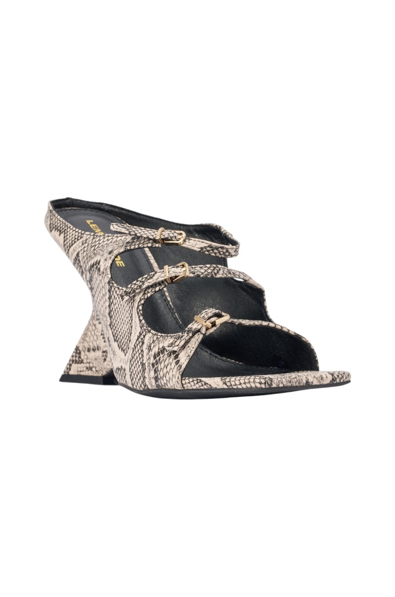 SAFESIDE SNAKE PRINT PU WEDGE SANDAL
