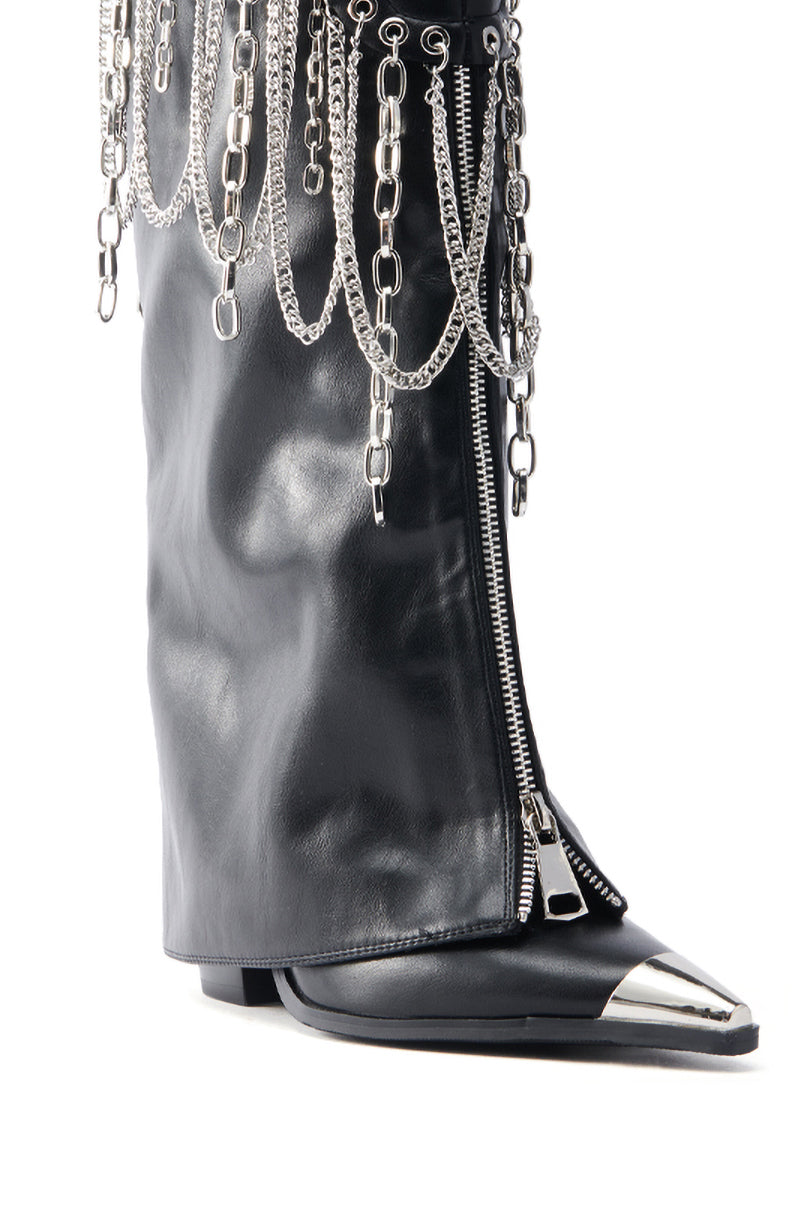 AZALEA WANG SINISTER BLACK WESTERN CHUNKY BOOT