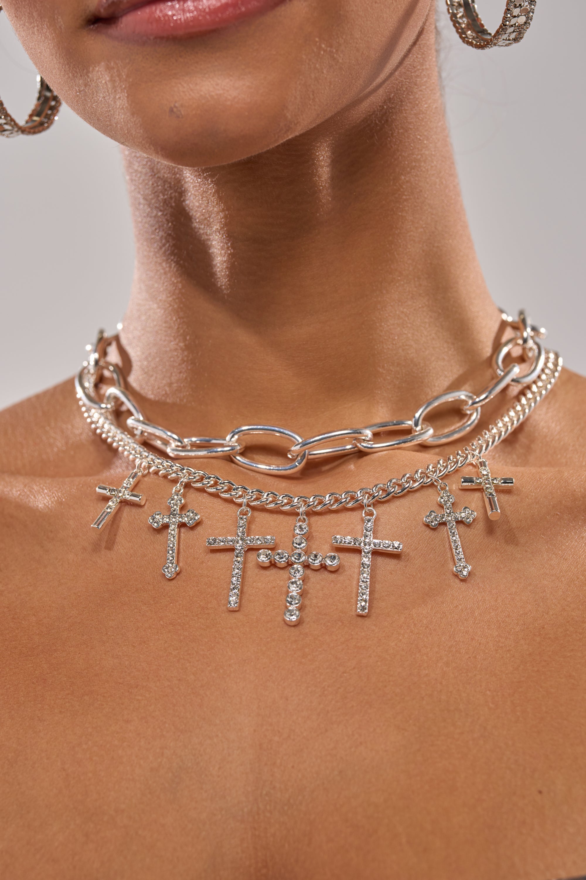 CROSS MY HEART SILVER NECKLACE