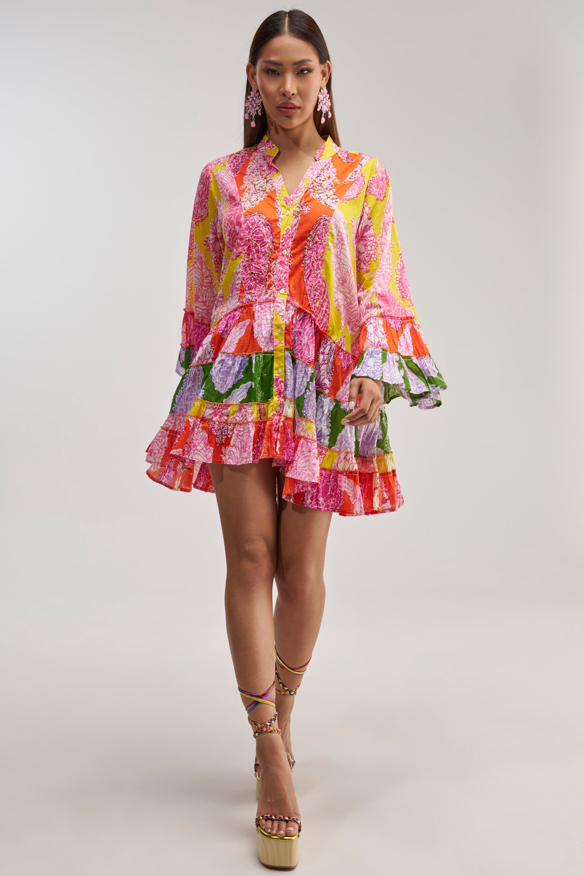 DANCING TILL SUNRISE FLORAL LONG SLEEVE DRESS