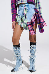 THINK ABOUT ME MORE MINI SKIRT WITH PLAID DETAILS