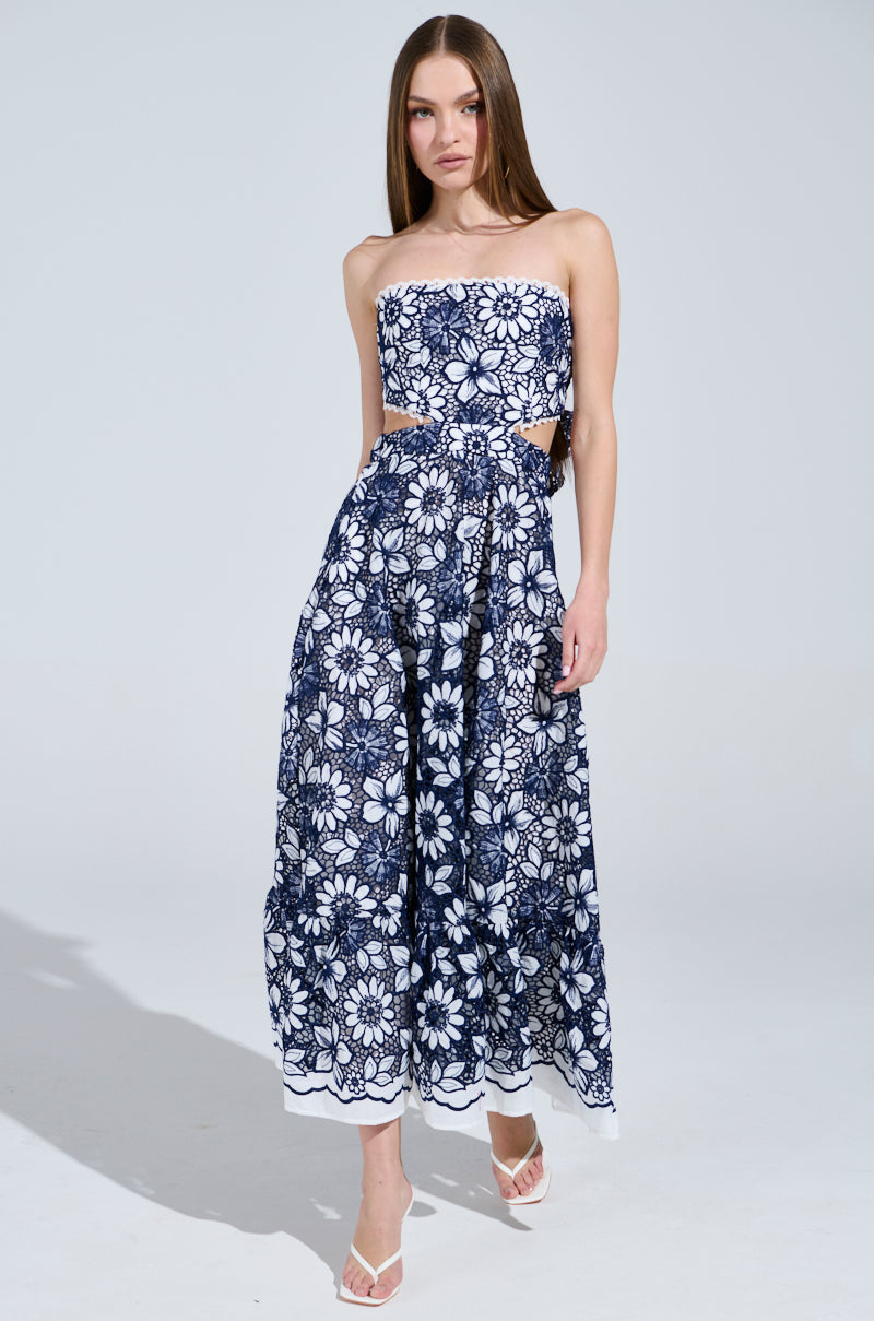 HERE TO CELEBRATE FLORAL MIDI DRESS