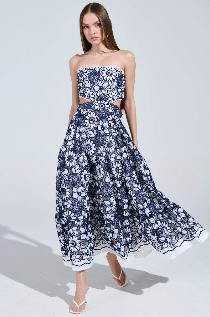 HERE TO CELEBRATE FLORAL MIDI DRESS