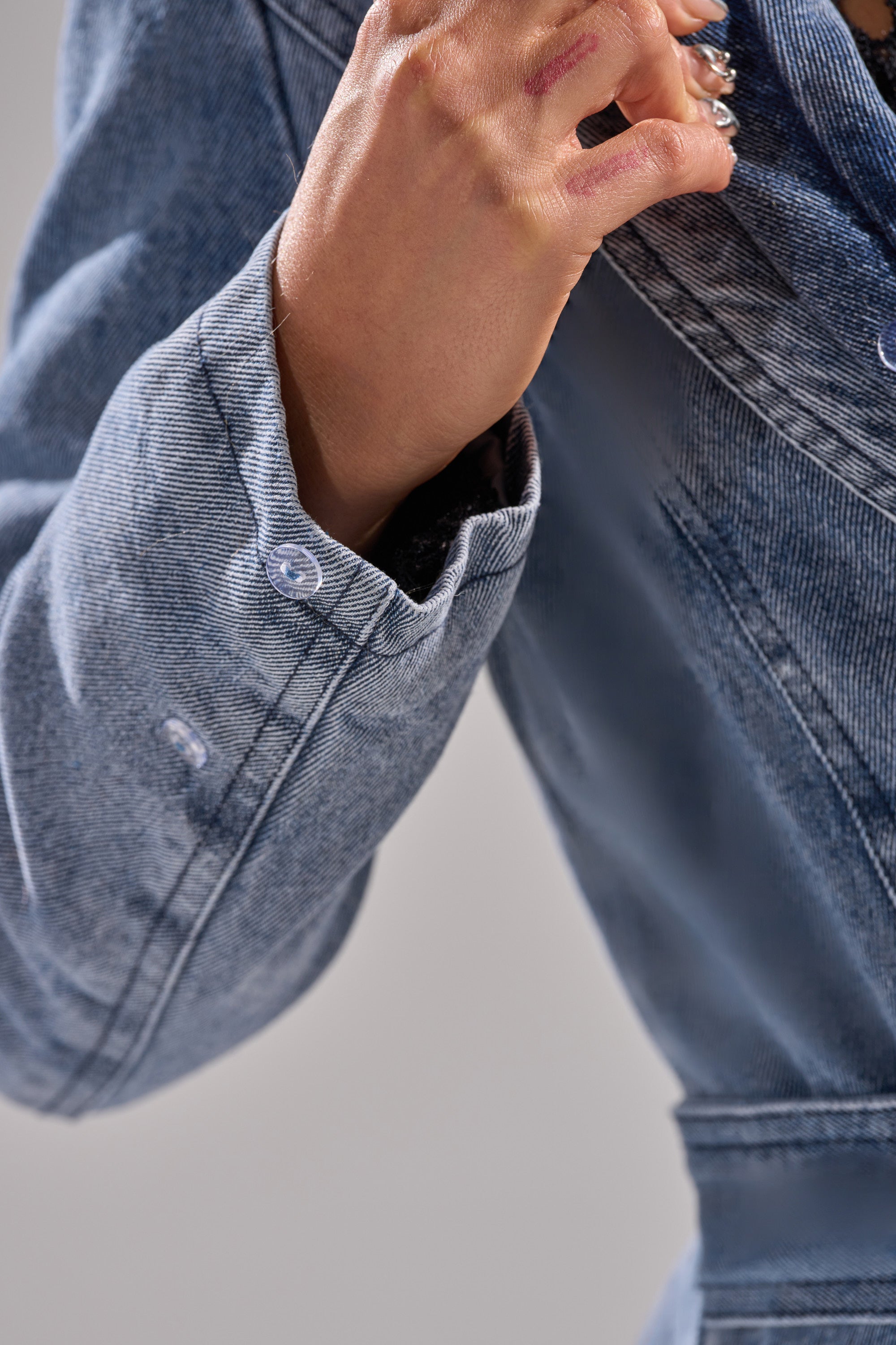 KAYA FUR TRIM DENIM TRENCH