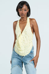 SHINE BRIGHT BABY YELLOW SEQUIN HALTER TOP