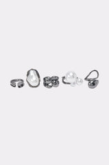 CHROME CRUSH PEARL RING SET