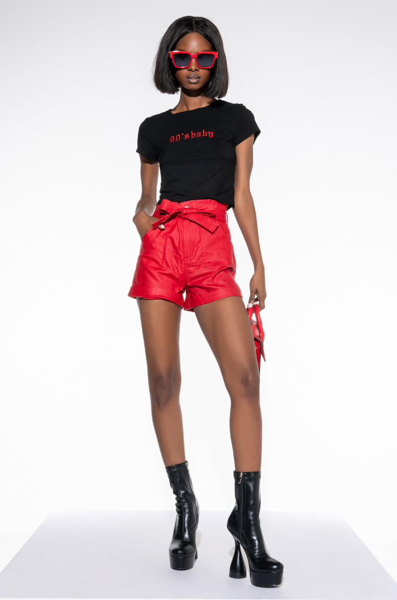 ALPHA HIGH RISE PLEATHER SHORTS
