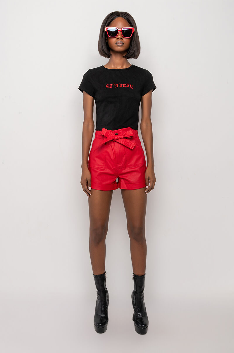ALPHA HIGH RISE PLEATHER SHORTS
