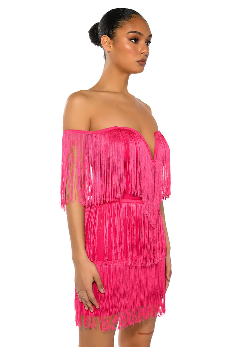 ALWAYS INVOLVED FRINGE MINI DRESS