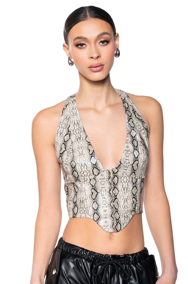 ANIMAL INSTICT HALTER NECK CORSET TOP