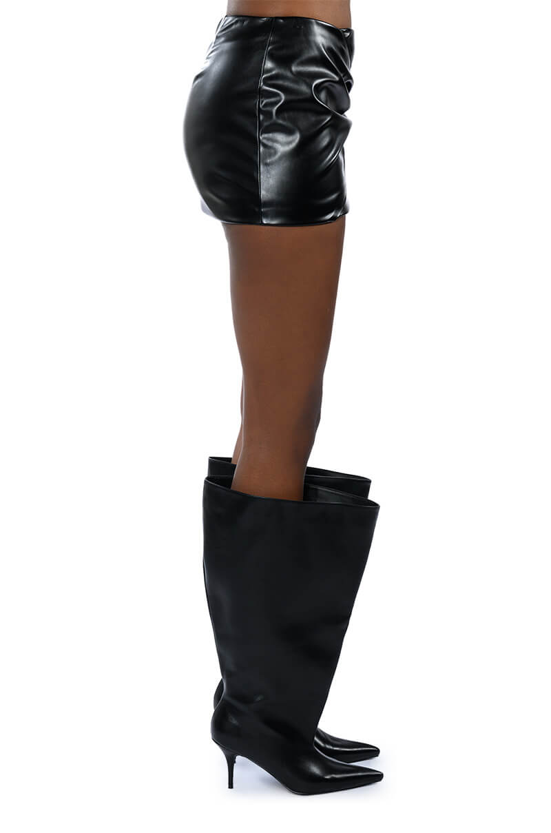 ANYTHING FOR YOU FAUX LEATHER MICRO MINI SKIRT