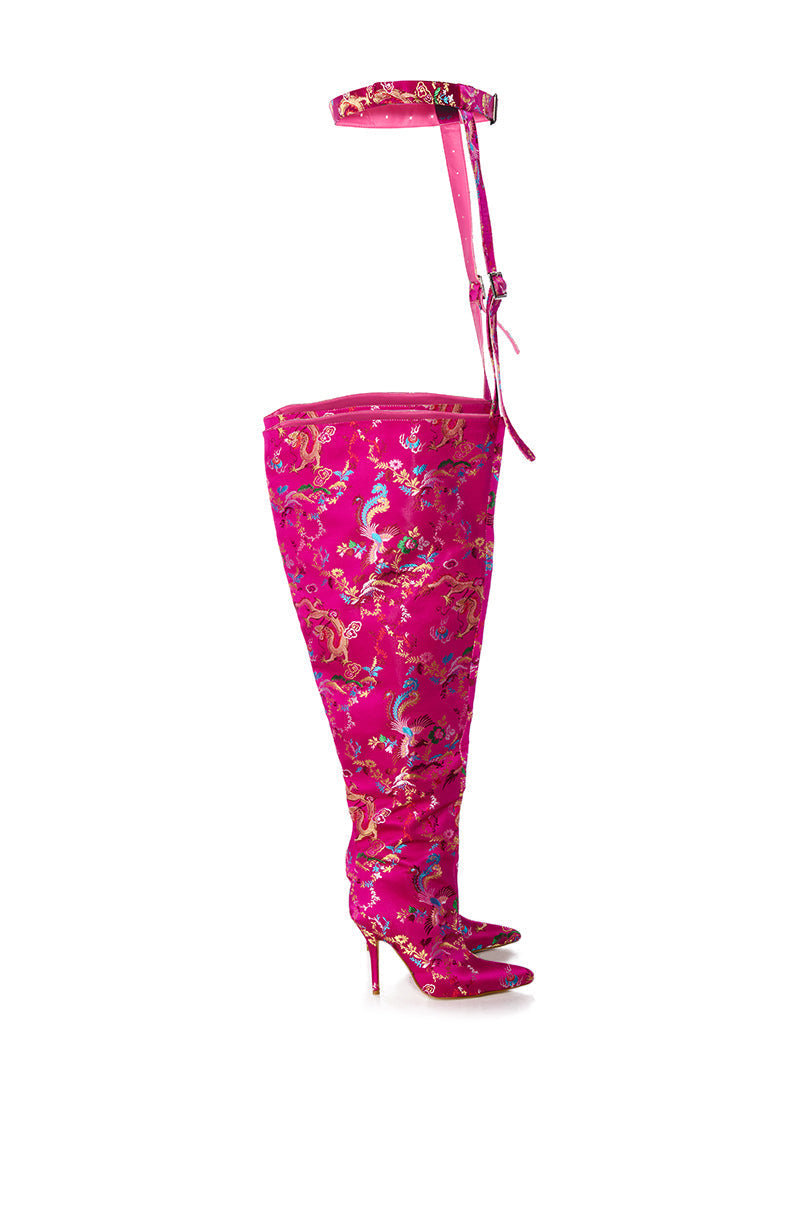 AZALEA WANG ALONDRA PINK BUCKLED BOOT