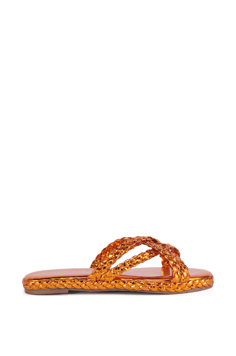 AZALEA WANG AMMON ORANGE METALLIC BRAIDED SANDAL