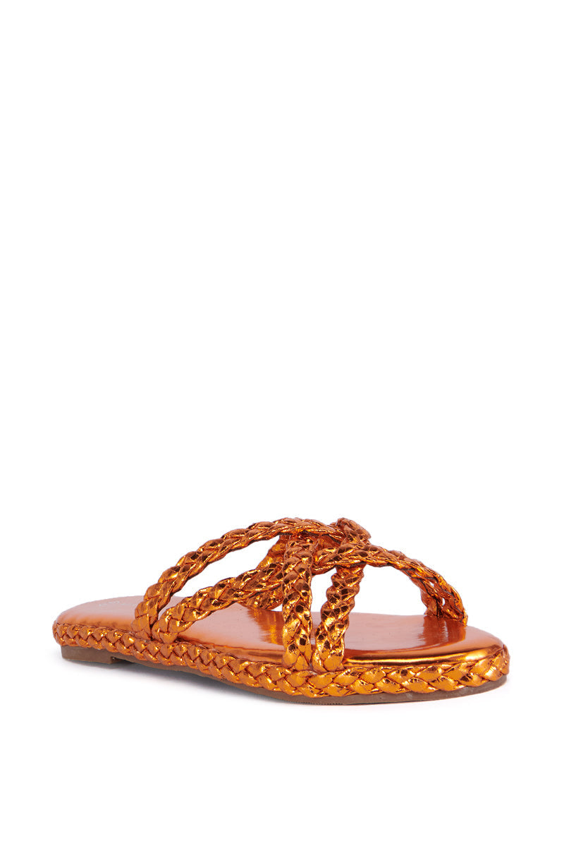 AZALEA WANG AMMON ORANGE METALLIC BRAIDED SANDAL