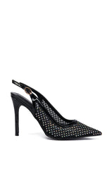 AZALEA WANG CARMINE BLACK DIAMOND MESH PUMP