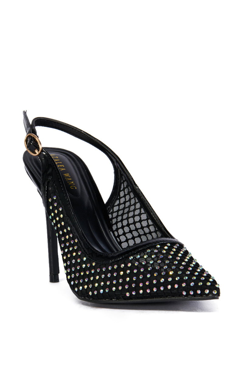 AZALEA WANG CARMINE BLACK DIAMOND MESH PUMP