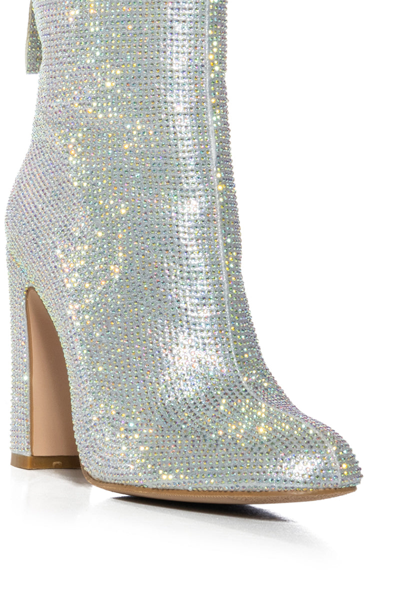 AZALEA WANG HONEY BUNCH SILVER EMBELLISHED BOOTIE
