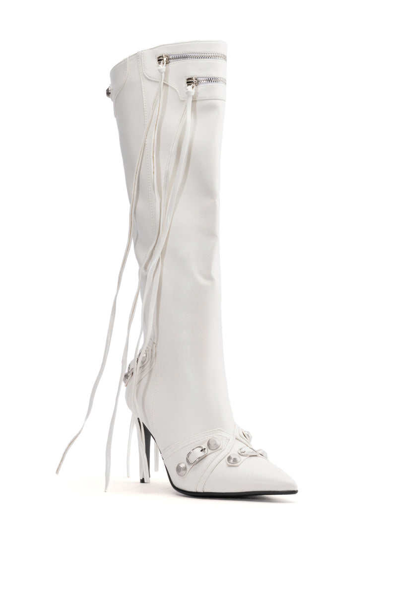 AZALEA WANG JUST FOR YOU STILETTO BOOT IN WHITE