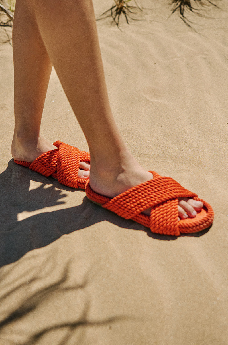 AZALEA WANG LEONIDAS ORANGE ROPE SANDAL