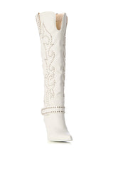 AZALEA WANG MAITIA WHITE EMBELLISHED WESTERN BOOT