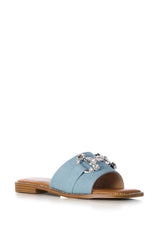 AZALEA WANG MIRIA DENIM AND DIAMOND SLIP ON SANDAL