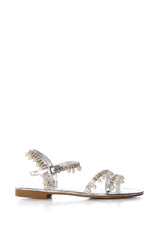 AZALEA WANG PETTYFER SILVER EMBELLISHED FLAT SANDAL
