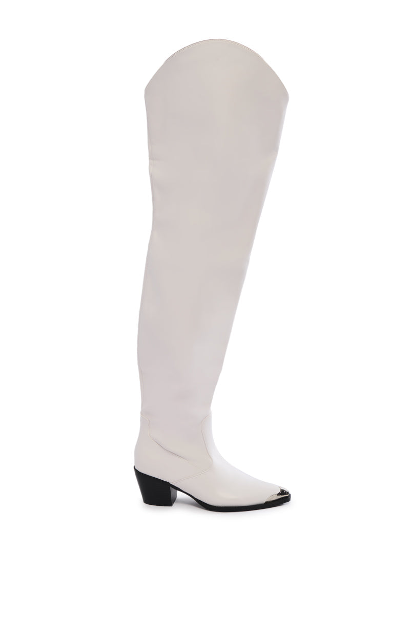 AZALEA WANG RIA OVER THE THIGH WESTERN BOOT IN WHITE