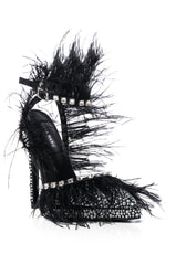 AZALEA WANG SEINE BLACK FEATHER AND DIAMOND EMBELLISHED PUMP
