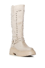 AZALEA WANG SUNDERLAND BEIGE FAUX SUEDE BOOTIE