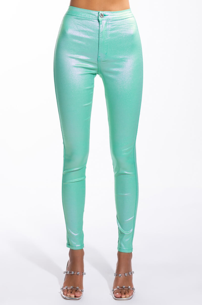 BORN TO SHINE METALLIC SKINNY PANTS