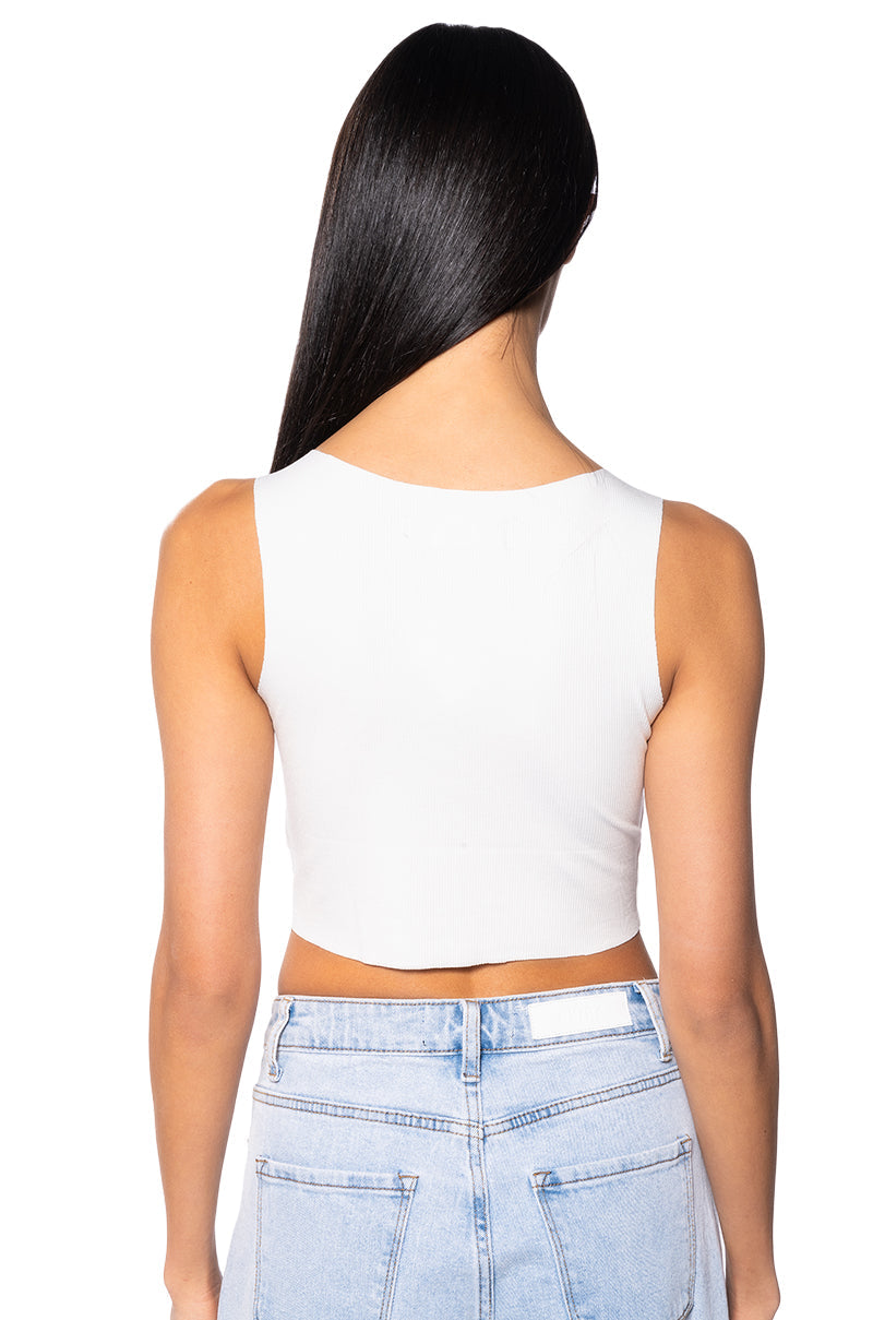 COSMIC ENERGY CROPPED CUT OFF RHINESTONE TANK