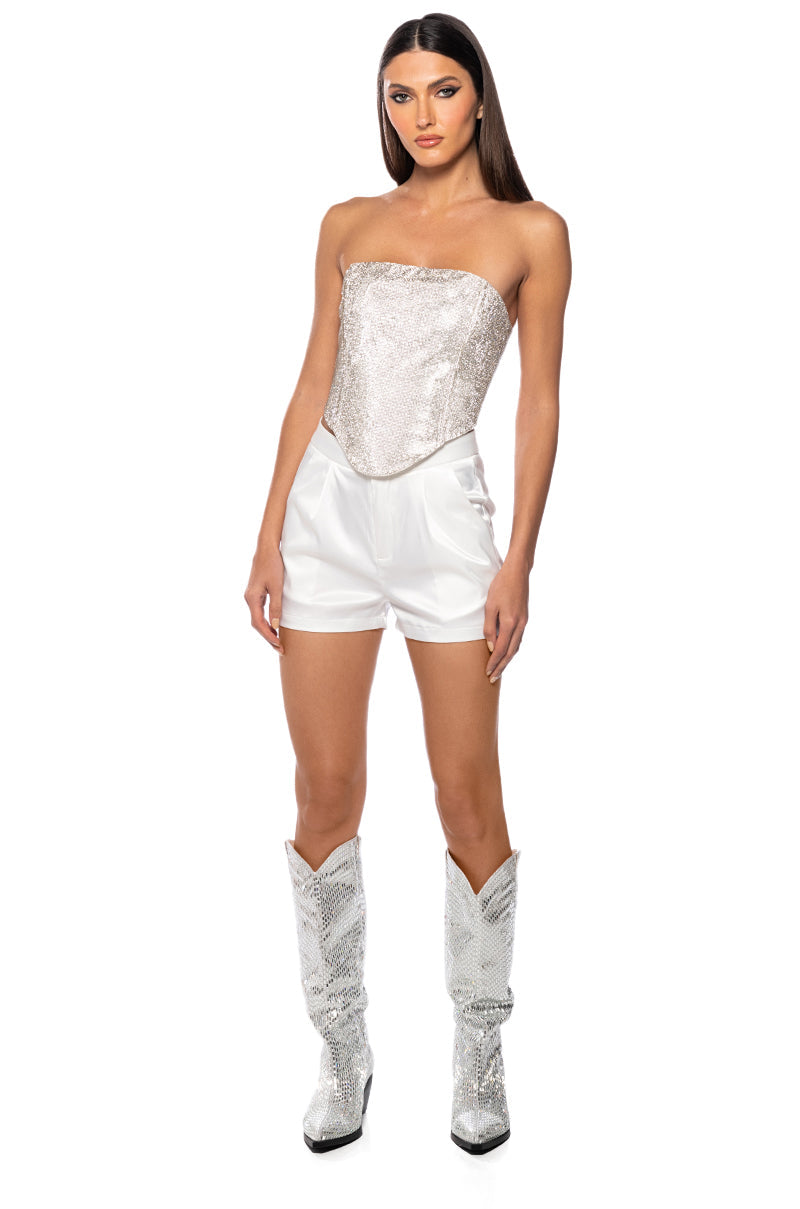 CUE THE LIGHTS SPARKLE CORSET TOP
