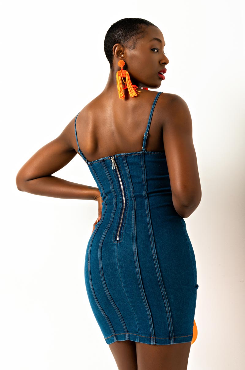 DAY TRIP DENIM MINI TUBE DRESS