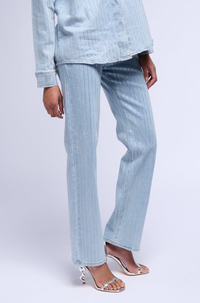 EFFORTLESS GLAM RHINESTONE STRIPE RELAXED FIT JEAN