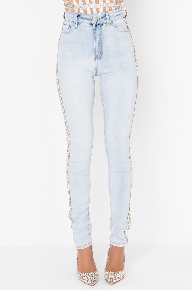 EXTREME STRETCH HIGH WAIST PEARL SKINNY JEANS